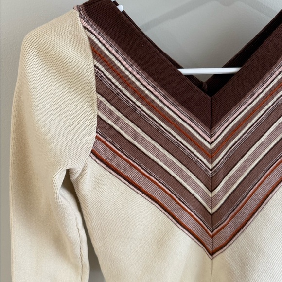 Intimately Free People So Good Stripe Pullover Sweater - Cream/Rust - Size Small - Picture 4 of 11